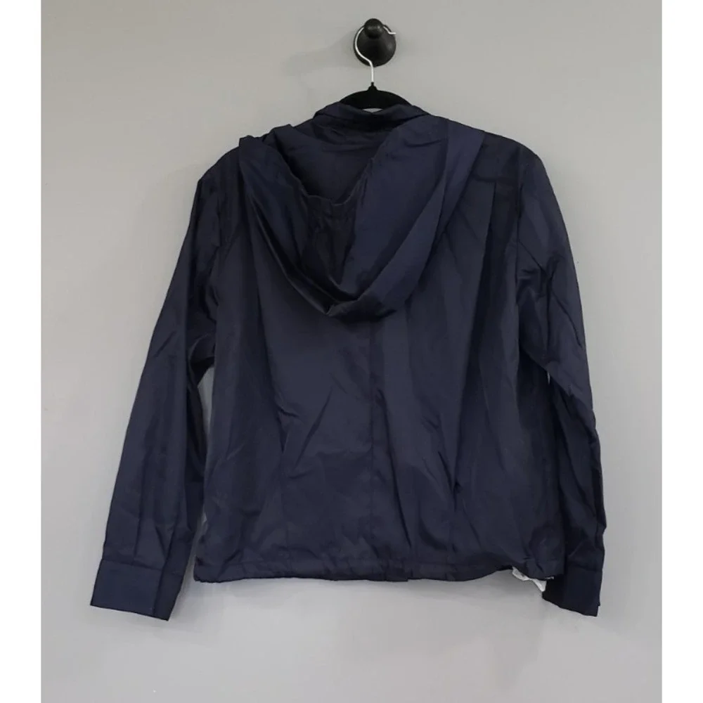 NEW Coach 1941 Navy Metallic Western Leather Trim Hooded Jacket Size 2 Bomber
